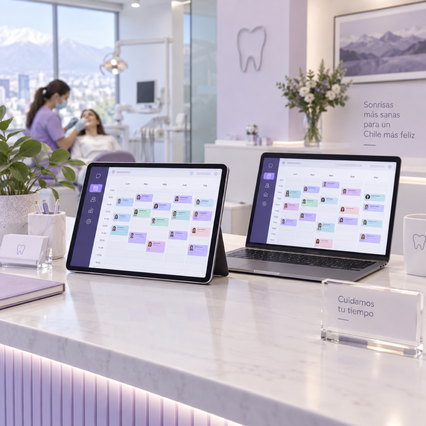 Agenda digital en la recepción de una clínica